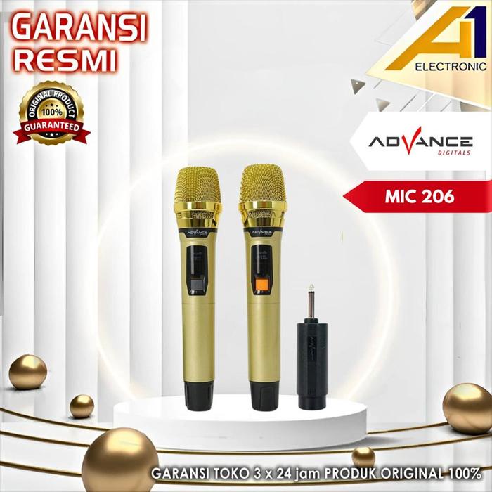 PREMIUM Advance Microphone MIC206 Double / Mikrofon Advance MIC 206 2pcs Wireless batre cas mic