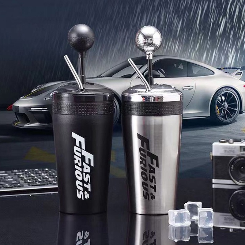 Stainless Steel Car Water Bottle With Straw Drink Bottle Fast And Furious 10 Thermos Cup With Lid