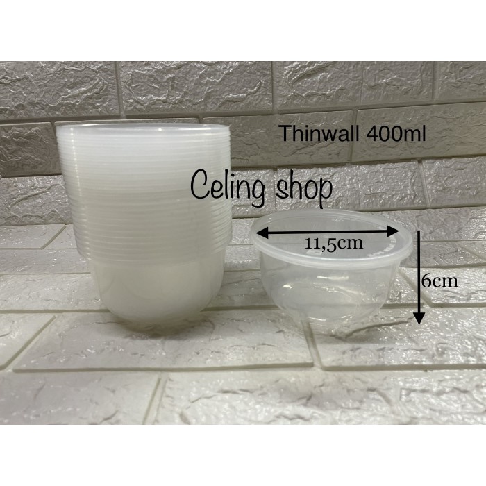 Baru- MANGKOK THINWALL PLASTIK BENING TAHAN PANAS FOOD GRADE 400ML