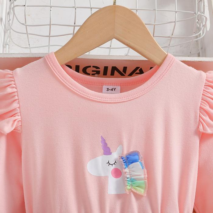 1-7 Tahun Gaun Gadis Unicorn Pakaian Anak Lengan Panjang Tetap Hangat Musim Semi Bayi Cotton Best