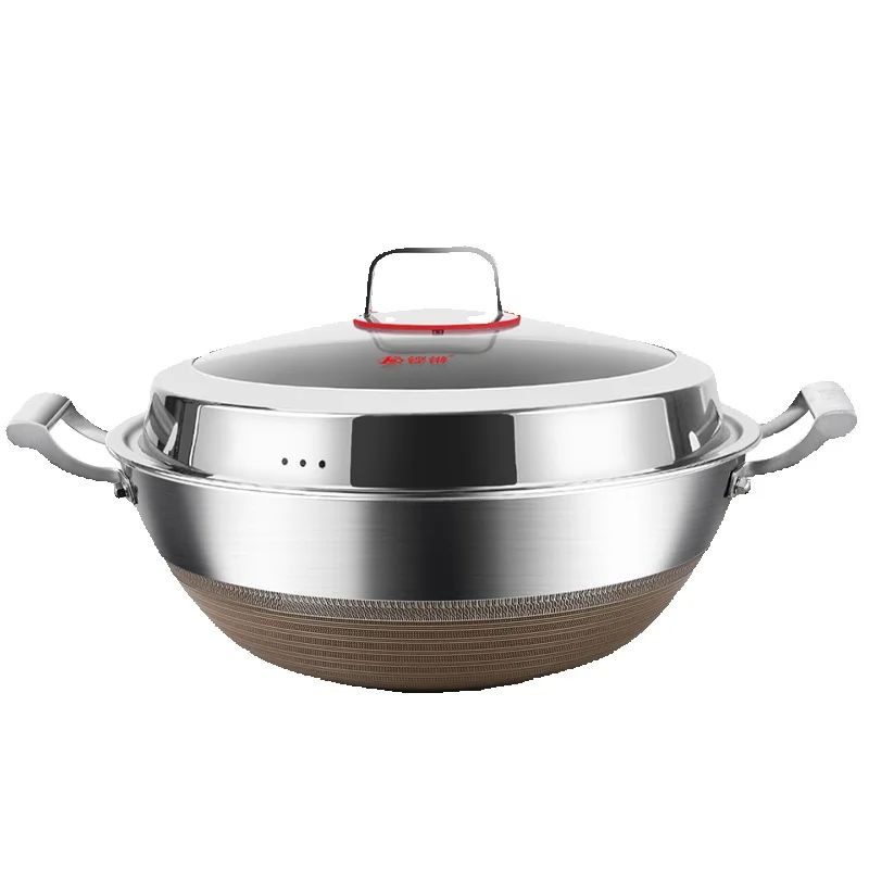 Kengq Double Handle Honeycomb Wok Pot 316 Stainless Steel Wok Surgical Stainless Steel Titanium Non