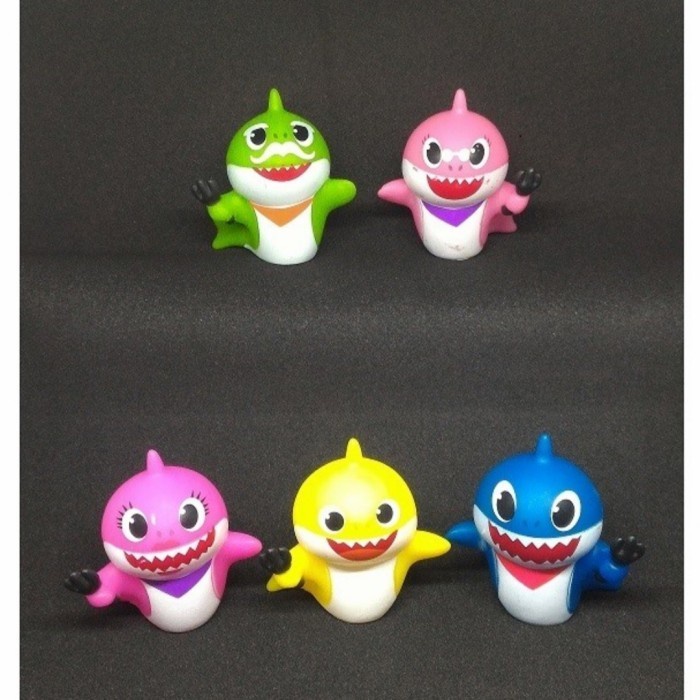 Topper Baby Shark, Hiasan Baby Shark, Figure mainan Baby Shark, 5 pcs