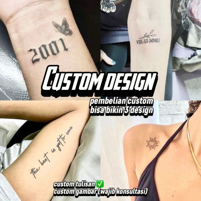 ..... Custom Design Tatto Temporary Henna Nama, Angka, Romawi, Gambar