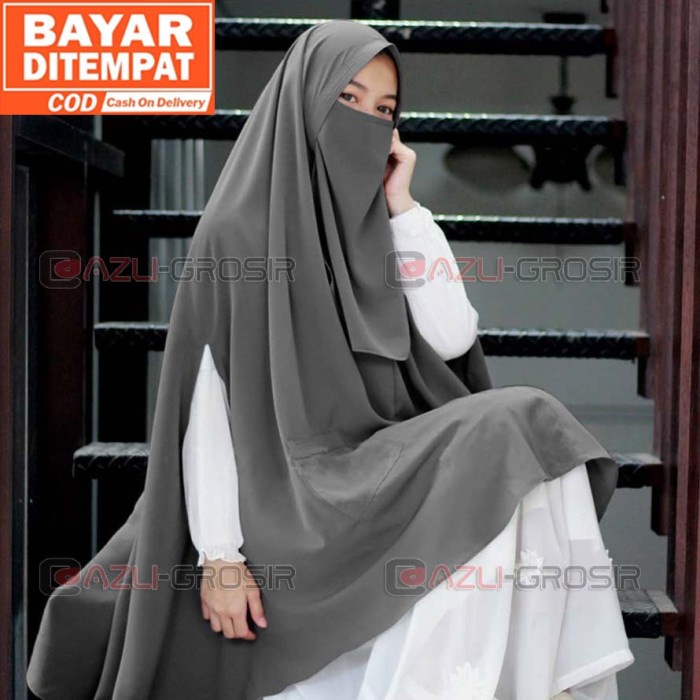 Terlaris (Gratis Cadar) Khimar As Syifa Jumbo Syari Softped Magic Pocket Wolfis