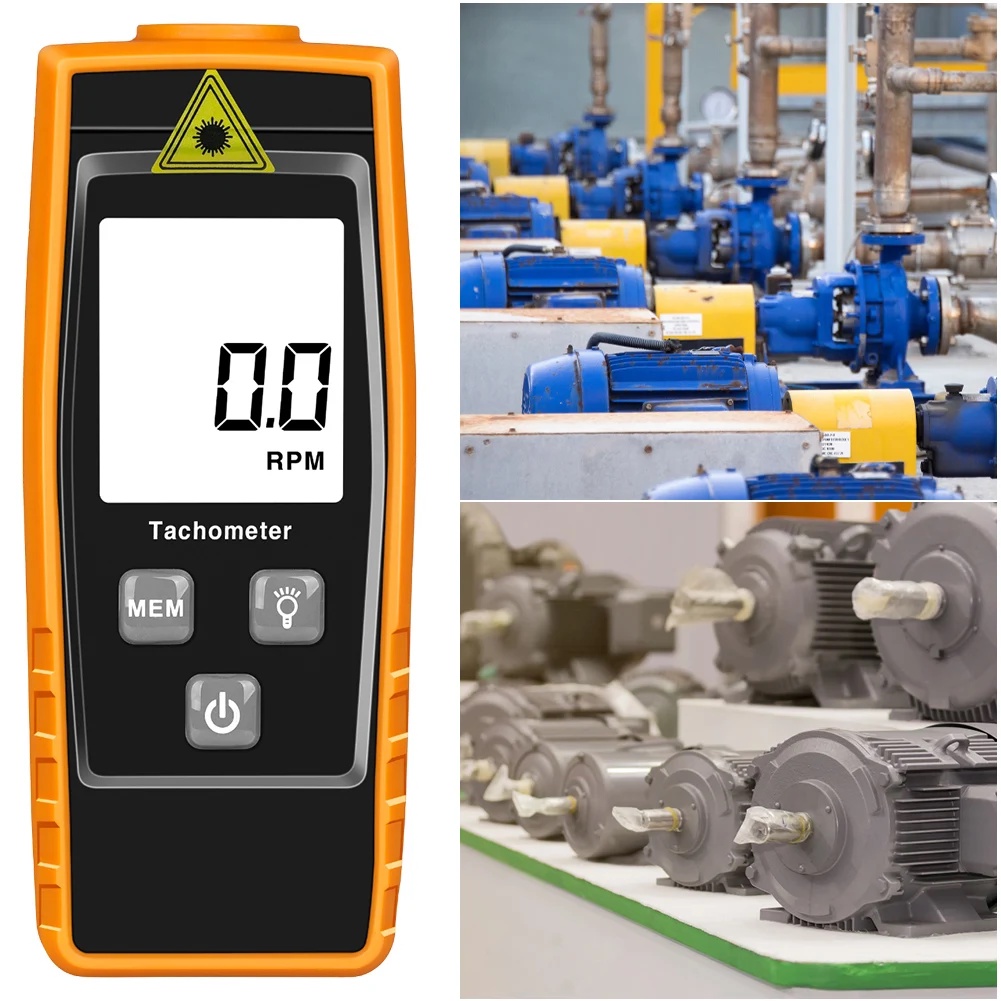 Mini Digital Laser Tachometer LCD Backlight RPM Tach Speed Meter Data Hold Rotational Speed Sensor R