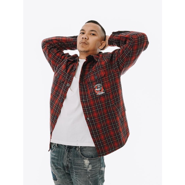 Jaket Flanel Wol Premium Naky House Dengan Bordir Rantai Dan Logo Detail - Bulu, Slim, Fit, Outer,