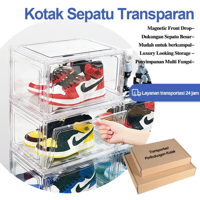 

CUCI GUDANG Kotak Sepatu Box Akrilik Rak Sepatu Magnetik Yang Dapat shoes box Ditumpuk Organizer
