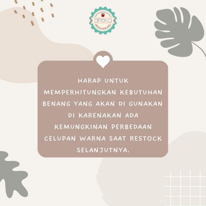 

PROMO SPECIAL KATALOG - Benang Rajut Ammi / 100% Acrylic / 6 Ply Akrilik - 1