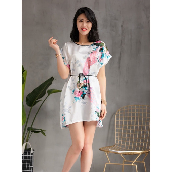 Baju Tidur Satin Merak Sleepwear Wanita Lingerie Silk Daster Piyama
