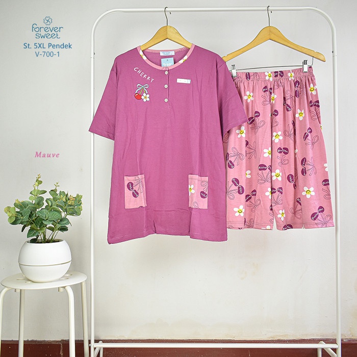 Forever Sweet Baju Tidur 5Xl Pendek Babydoll Set Piyama Jumbo Wanita