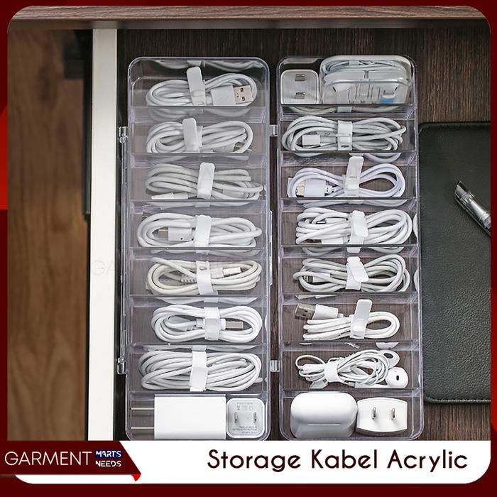 

HEMAT Kotak Penyimpanan Kabel Charger Data USB Akrilik Storage Cable Organizer Dengan Tutup Tempat