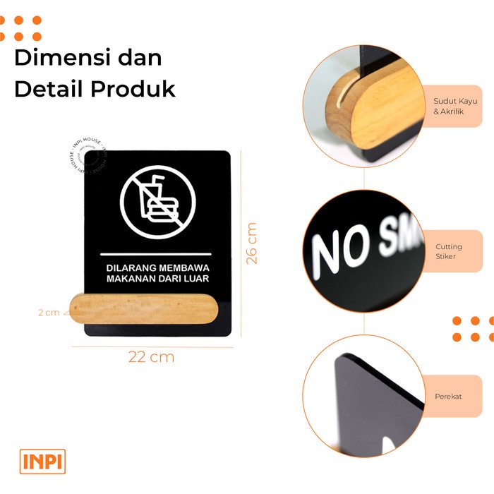 

PROMO Sign Dilarang Membawa Makanan Kayu Akrilik - INPI House