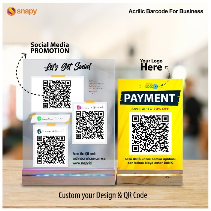 PROMO QR STAND / STANDING CUSTOM QR CODE MEJA KAFE / QRIS / KASIR AKRILIK