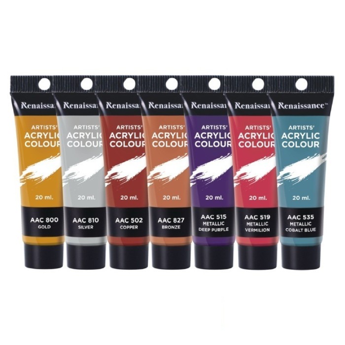

PRODUK TERBATAS renaissance artist acrylic colour/cat akrilik metallic & glitter 20ML