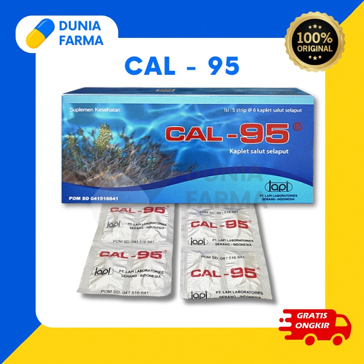 CAL-95  CAL95 Suplemen Calsium Kalsium Vitamin Tulang dan Gigi Multivitamin 1 Box 30 Kaplet Salut Se