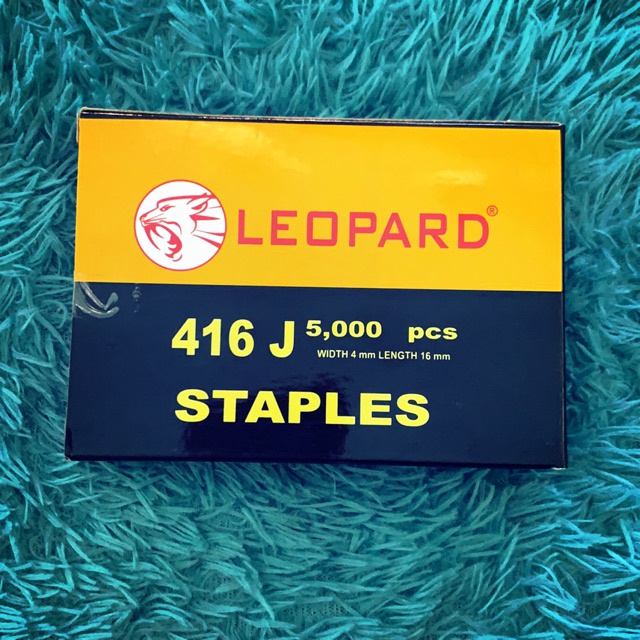 

Staples 416J Leopard Isi Staples Mesin Paku Tembak Model U Refill Staples 4mm X 16mm Isi 5000Pcs