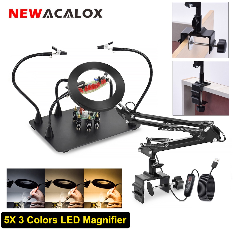Newacalox Magnetic Pcb Clip Holder Soldering Stand Usb 5X
