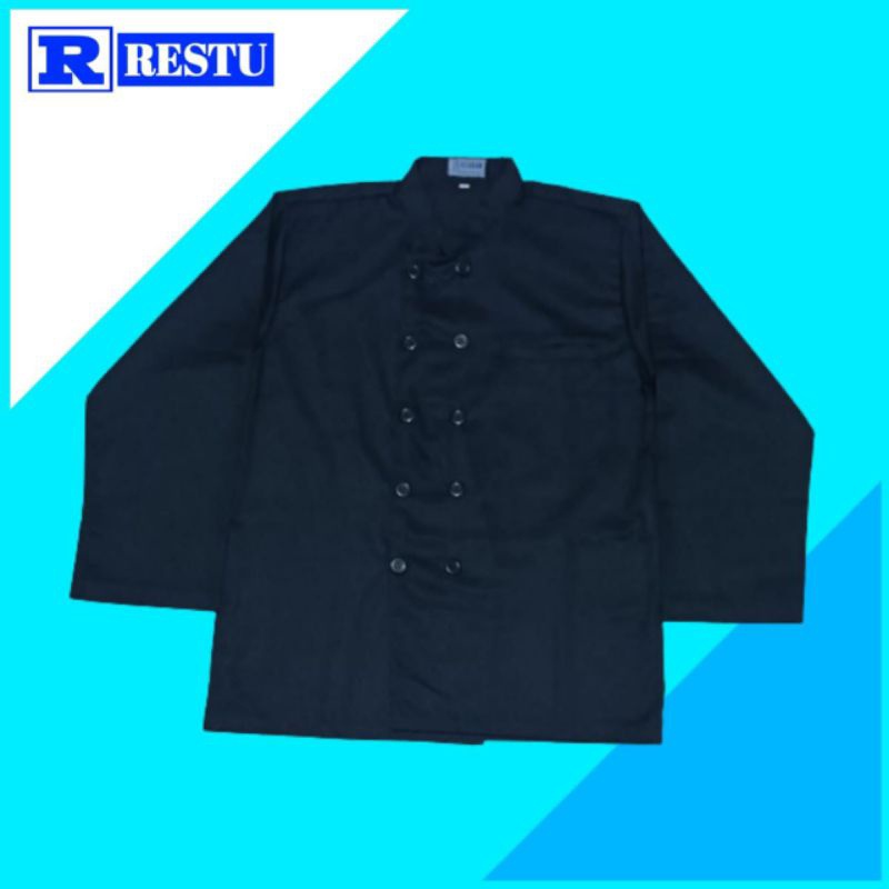 Terbaru Baju Chef-Baju Koki-Baju Koki Lengan Panjang-Baju Koki Pria/Wanita-Seragam Koki/Koki Hitam