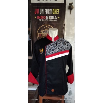 Cuci Gudang  Baju Chef Baju Koki Lengan Panjang Indochef Uniform (Ic 209)Kombinasi Batik Harga