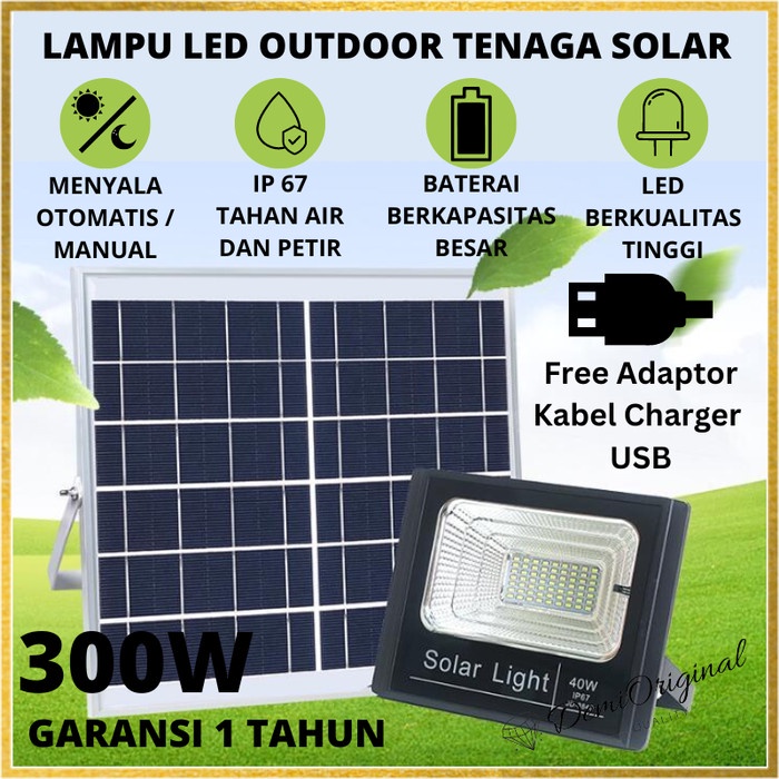 Led Solar Outdoor Flood Light Ip 67 Waterproof Tenaga Surya 300W