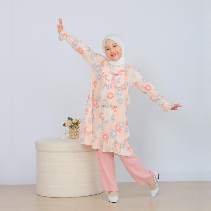 One Set Anak Muslim Perempuan Setelan Melody Series Umur 4 S/D 9 Tahun By Erlimakids Bahan Katun