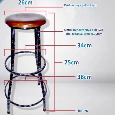 KURSI BAKSO 60 CM BANGKU CAFE KURSI BESI KURSI KAYU KURSI KONTER