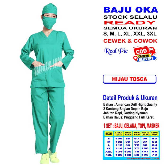 Ready Baju OKA, Baju Perawat / Seragam OKA, Seragam Perawat Lengan Panjang