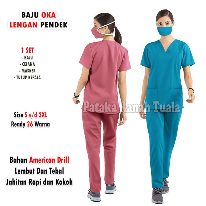 Ready Jual Baju Oka Ukuran Jumbo - Baju Ok Medis Wanita Lengan Pendek - Model Terbaru - Bahan