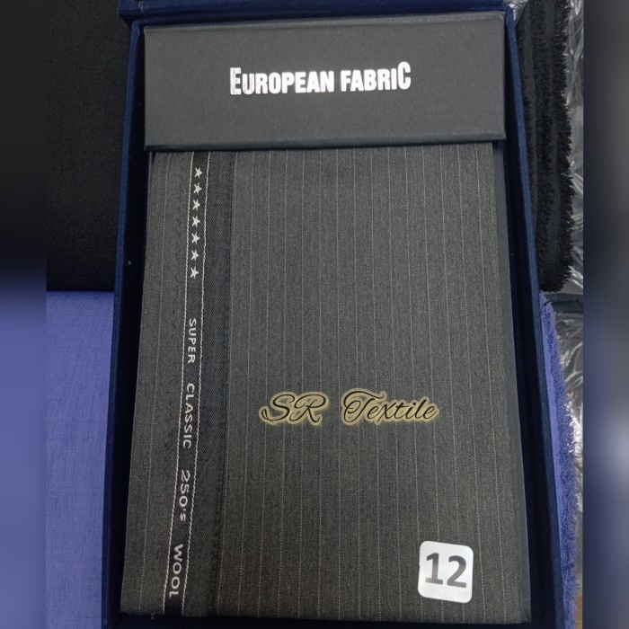 TERBARU! Bahan Jas Celana Salur / Kain Wool Salur Super 250's By European Fabric ( Per 50 Cm)