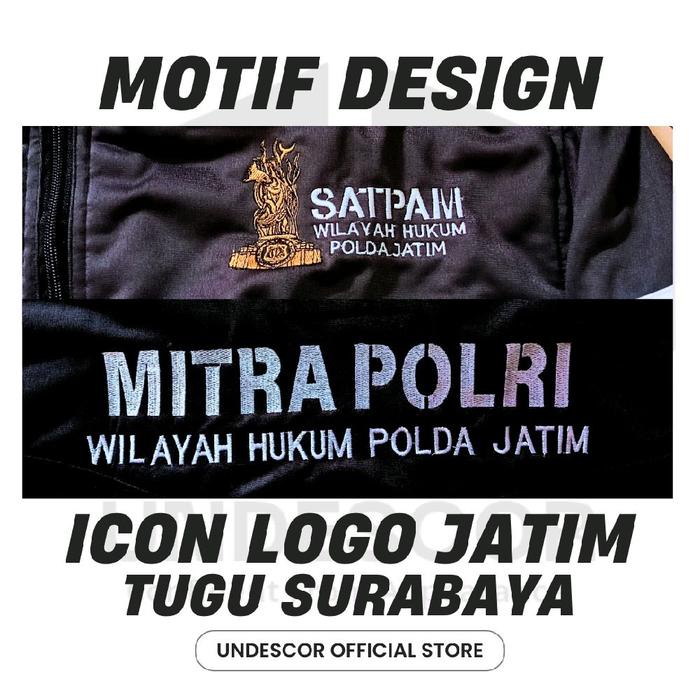 Jaket Polda Jatim Tracktop Satpam Mitra Polri Jaket Sport Jaket Parasut Security Outdoor Full Bordir