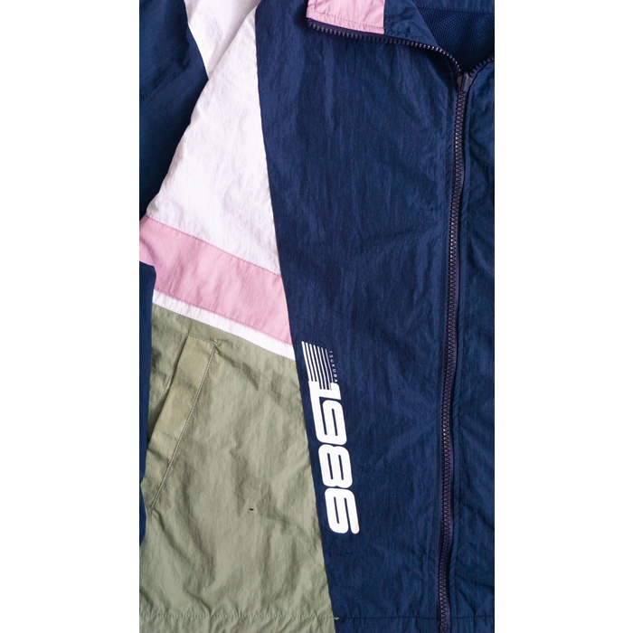 Tsukuba 1986 Nylon Vintage Oversize Windbreaker / Jaket Japan Nilon Retro Colorblock Harga Promo