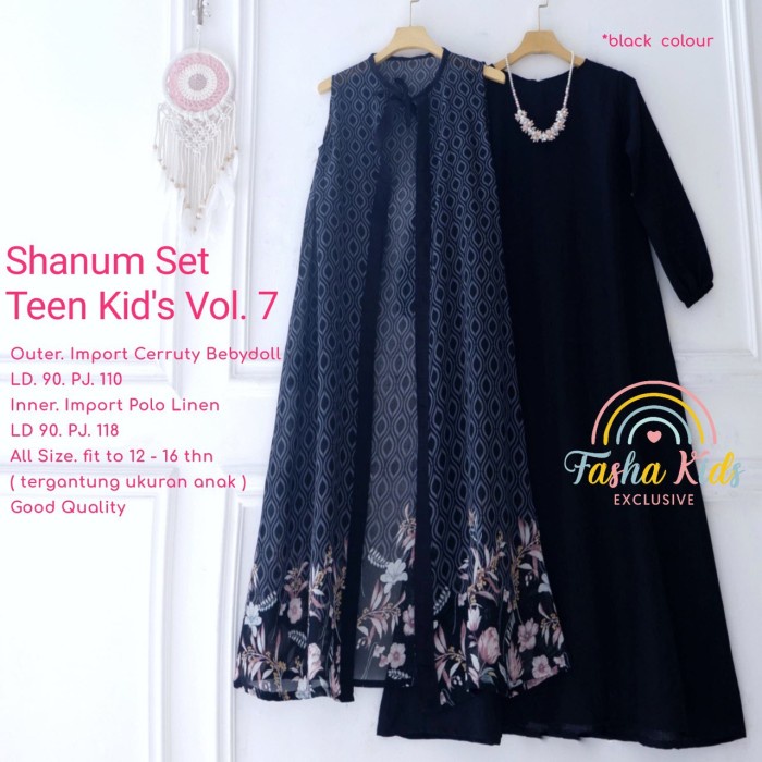Set Dress Gamis Outer Anak Remaja Perempuan by Fasha Kids