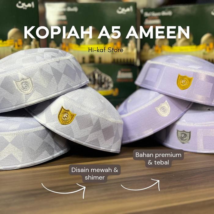 Kopiah Ameen A5 Original Songkok Peci malaysia asli premium Motif Kotak dan Zig zag Muslim
