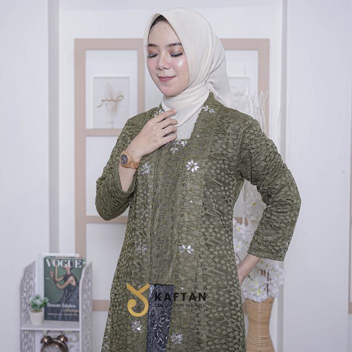Kcj - Kebaya Kutubaru Puspa Kombinasi Tile Dan Brokat Mewah Daily Terlaris