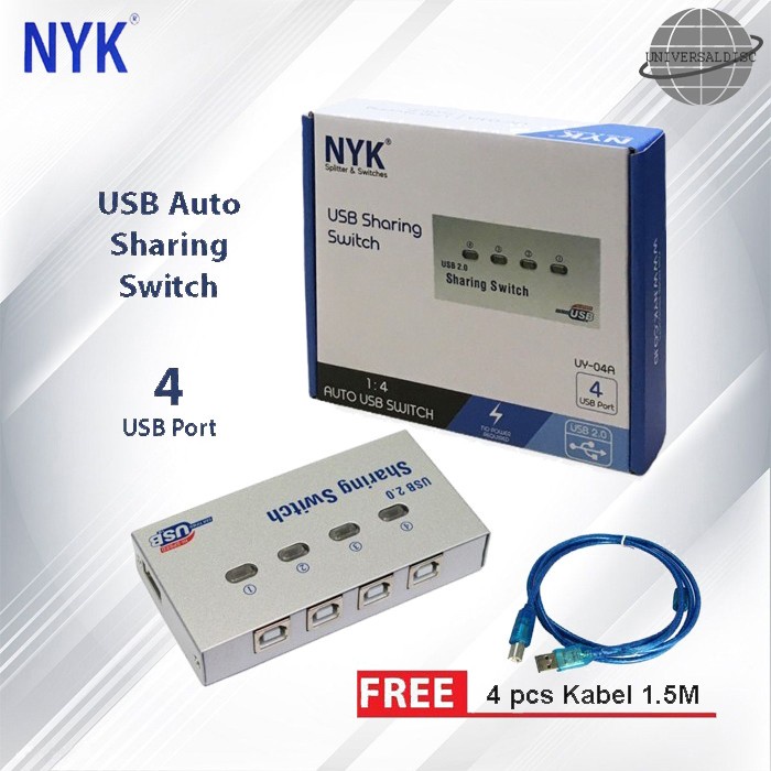 Paling Murah Auto Switch Printer Usb 4 Port With Cable 4Pcs