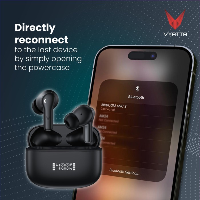 VYATTA AIRBOOM ANC S TWS BLUETOOTH HEADSET EARPHONE CUSTOM EQ