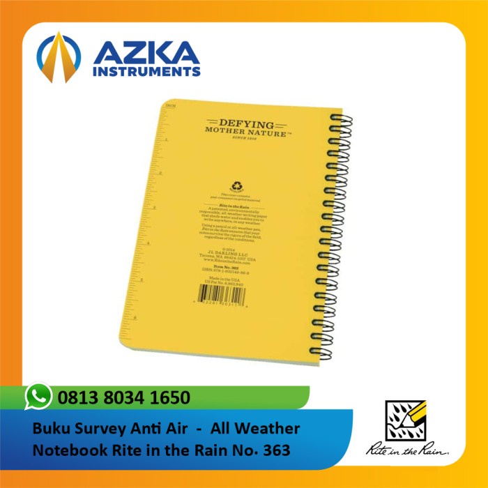 

BARANG TERLARIS Buku Survey Anti Air - All Weather Notebook Rite in The Rain RR 363