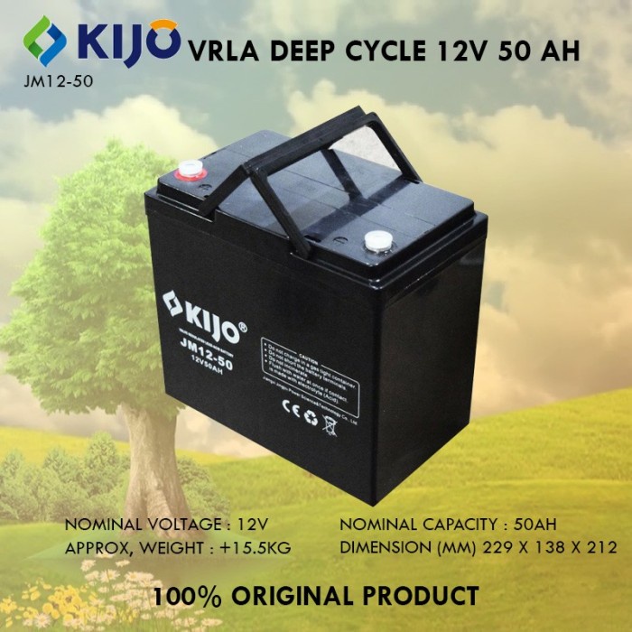 Termurah Kijo Aki Kering Vrla Deep Cycle 12V 50Ah Battery Baterai 12 V 50 Ah