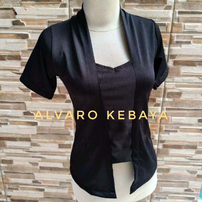 Atasan Kebaya Kutubaru Pendek Melar Polos Stretch Strait Kaos Modern Tanpa Kancing Ready