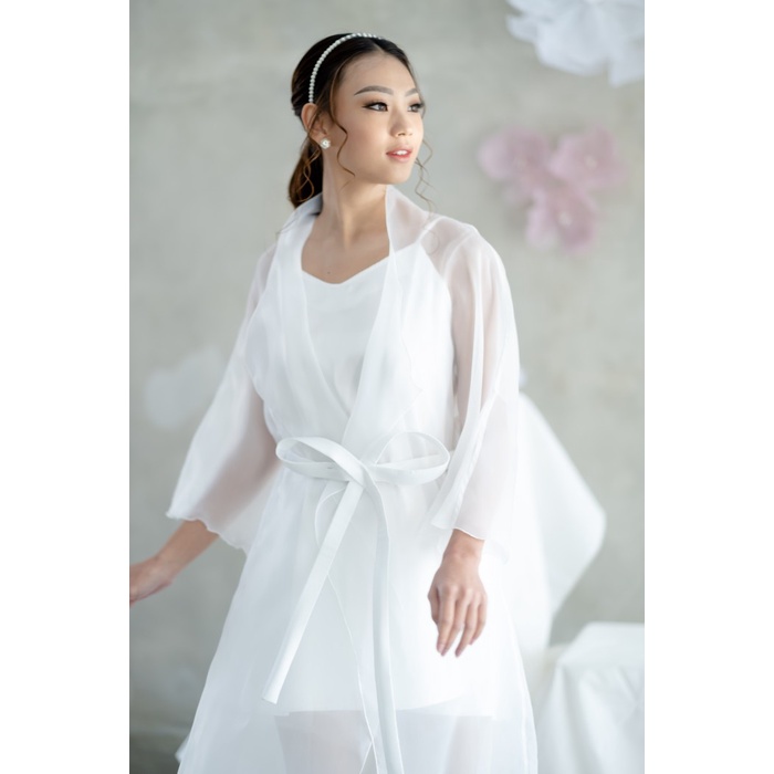 Alma Robe- White- Kimono Organza Pengantin Bride Robe Wedding