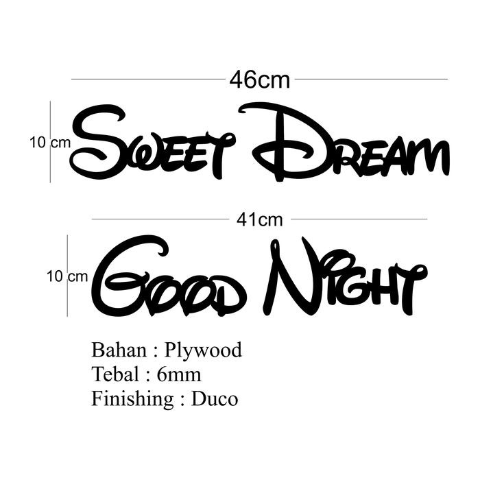 New- hiasan dinding kamar Sweet Dream dan Good Night Kamar Tidur Kayu