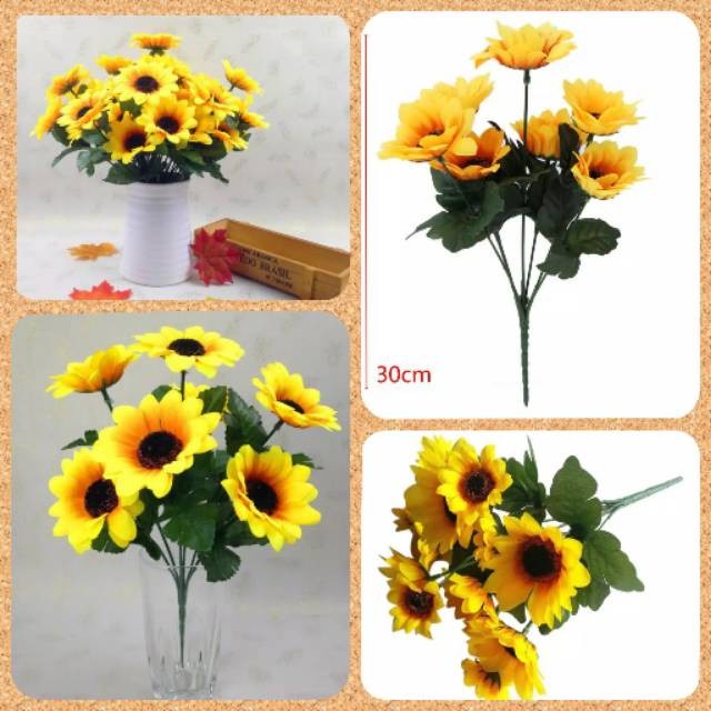 New- Tanaman Artificial Bunga Plastik Bunga Matahari Tinggi 30 cm Tanpa Pot