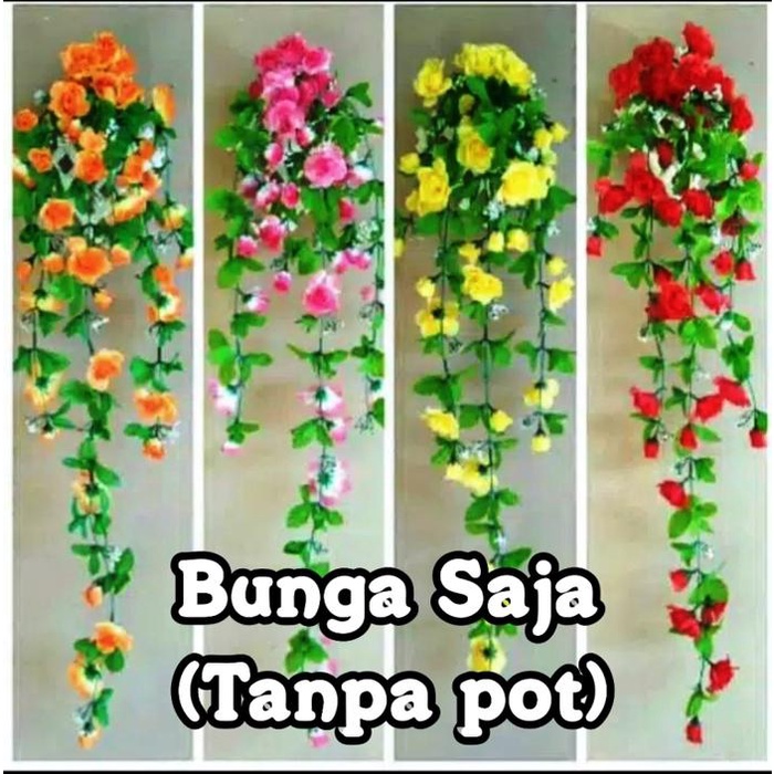 New- Bunga Rambat Mawar Rose Gantung Plastik Artificial Palsu / Bunga Rambat Tempel Dinding /