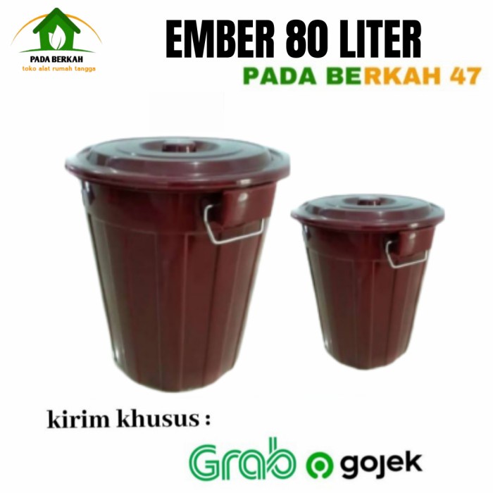 New Ember 80 Liter Maroon Ember Plastik Ember Jumbo Plastik Ember Tutup Berkualitas