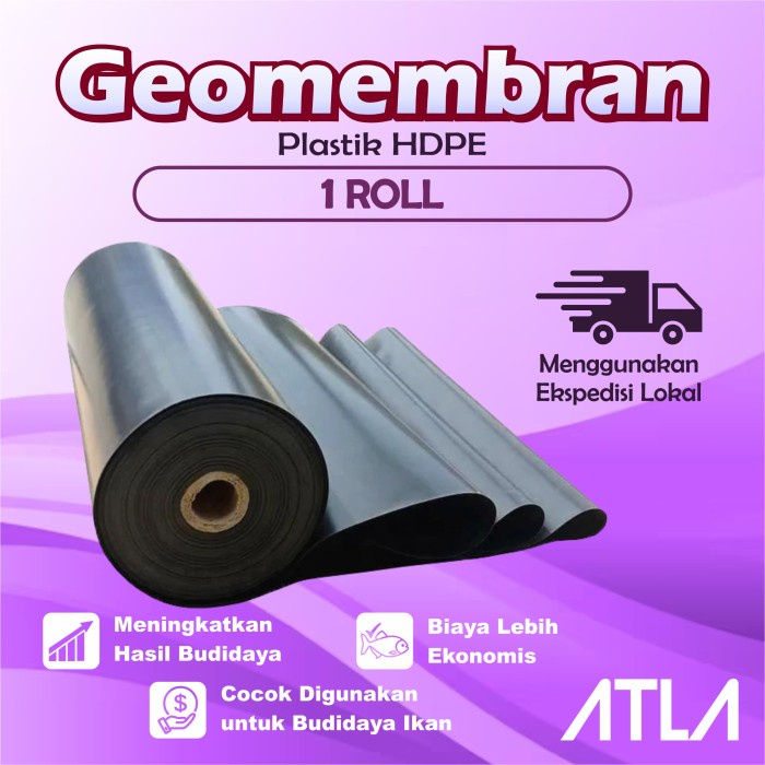 PREMIUM EKSPEDISI LOKAL Plastik HDPE Geomembran Hitam Roll Geomembrane Terpal