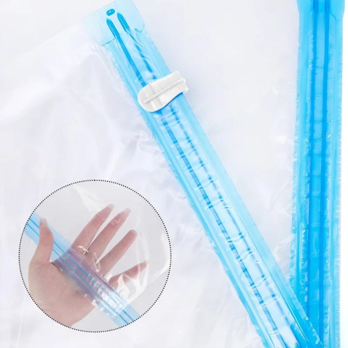 PREMIUM Plastik Vacuum Kantong Pakaian Travel 1Pcs 40x60 Hand Roll Linting Klip Penyimpanan