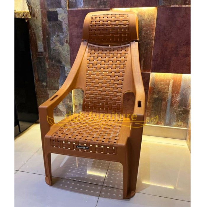 PREMIUM Kursi Bangku Santai Malas Sandar Tinggi Kepala NAPOLLY Rotan Plastik