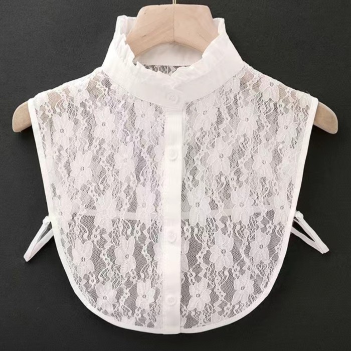 Kerah Palsu Renda Bunga Blus Wanita Import Versi Korea Best Seller