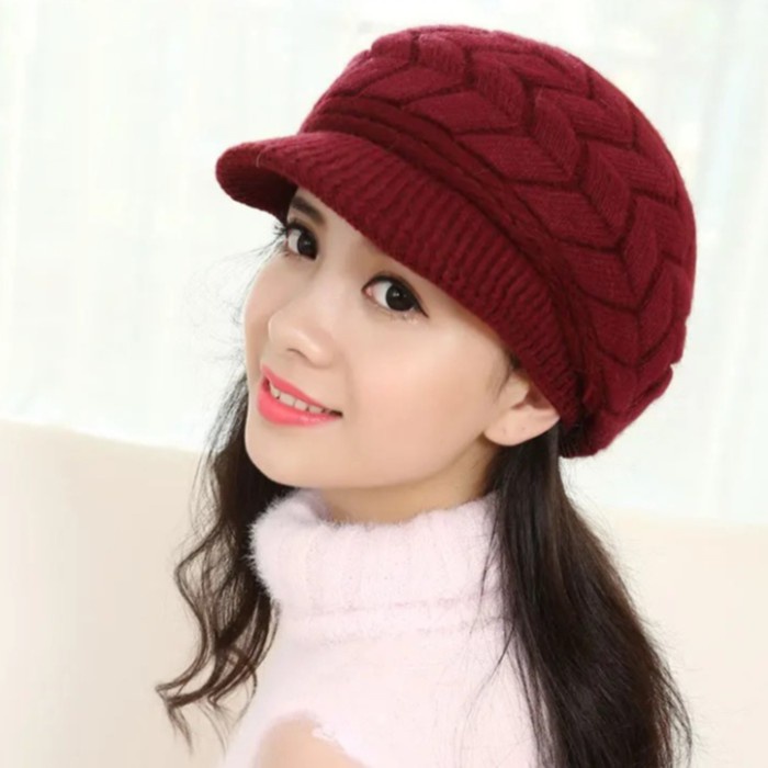 Topi Rajut Korea Topi Hijab Topi Musim Dingin Wanita High Quality