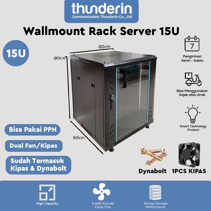 Wallmount Rack Server 15U Rak Server Single Door Besar